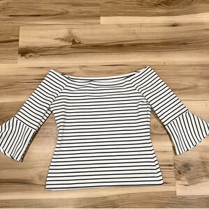 Highline Collective Bell Sleeve Crop Off The Shoulder Striped Top Women’s Small